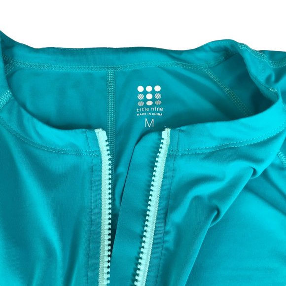 TITLE NINE Teal Zip Pullover Rash Guard Swim Shirt Women's M Svelte Sunbuster LS - Picture 2 of 12